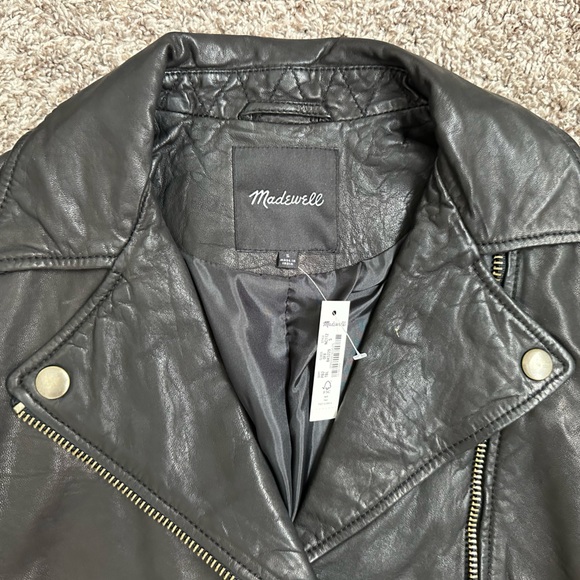 NWT Madewell Washed Leather Motorcycle Jacket: Brass Hardware Edition - Picture 5 of 8